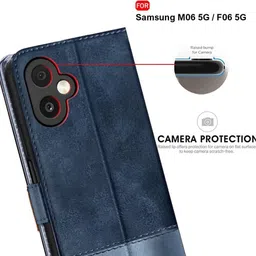 sess xusive Flip Cover for Samsung Galaxy F06 5G -Dual-Color Leather Finish Wallet - Sky Blue image 5