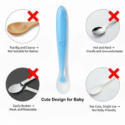 cuddlino Baby Silicone Feeding Spoon | Soft Spoon for Newborns Blue - Silicon image 3