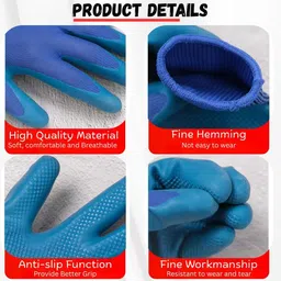 donizard Non-slip Latex Coated Industrial Hand Protective Work for Construction Gardening Latex, Rubber Safety Gloves image 2
