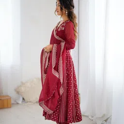 prabhuifashion Self Design Art Silk Stitched Anarkali Gown image 3