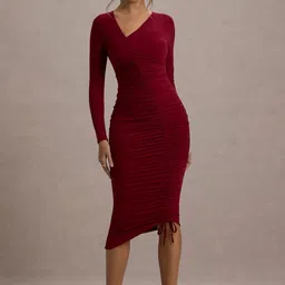 metronaut Women Bodycon Maroon Maxi/Full Length Dress image 4