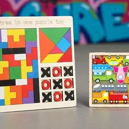 Kids Educational Wooden Puzzle Combo | 3 in 1 Learning & Vehicle Puzzle X228-image-95