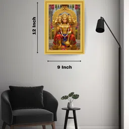 meclay arts Vastu Panchmukhi Hanuman Spiritual Vastu Art for Courage & Strength Acrylic 14 inch x 10 inch Painting image 3