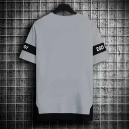 kaspy Men Printed Round Neck Polyester Grey T-Shirt image 2