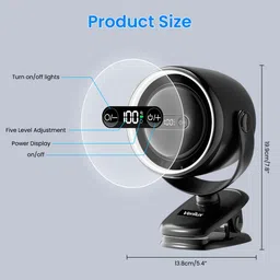 SUPVOX USB Rechargeable Clip On Desk Fan 360 Degree Rotatable with Dimmable Night Light USB Rechargeable Clip On Desk Fan with Night Light Function Rechargeable Fan image 2