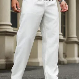 trufflegum Men Loose Fit White Cotton Blend Trousers image 3