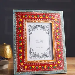 Aapno Rajasthan Red & Blue Wooden Photo Frame image 1