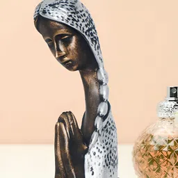 JAIPUR ACE Silver-Toned & Brown Namaste Lady Welcome Lady Showpiece-image-5