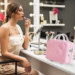 kidsmuch Cosmetic Bag for Travel, Water -Resistant, Portable Make Up Organizer Box Makeup Vanity Case with Lock Password Zipper Bag, cartoon storage, makeup bag Vanity Box image 3