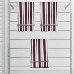 Brown 100 % Cotton Patterned 220 GSM Bath Towels (set of 3) by Athom Living image 1