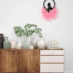 DULI Pink & Black Feather Windchimes image 2