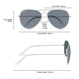 ROYALTAIL Unisex Aviator Silver Toned  Frame & Black UV Protected Lens Premium Sunglasses image 3