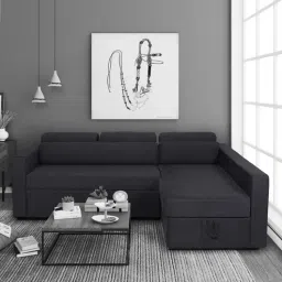 casacraft from pepperfry Antonio Fabric Pull-Out Sofa Cum Bed in Charcoal Grey Colour with Hydraulic Storage-picture-29