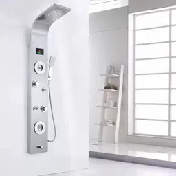 Dot Shower Panel - Sayflow with Hydropowered LED Light + Digital Display & 5 Water Functions With Top Rainfall Water Outlet, Waterfall Outlet-picture-20