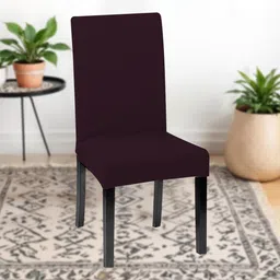hotkei Wine Polycotton Solid 14x18 Inches Chair Covers (4 pieces) image 1