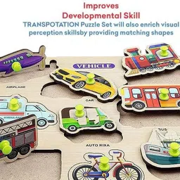 shalafi Wooden Toys Birds, Animals and Transports Puzzles with Picture Educational Board image 3