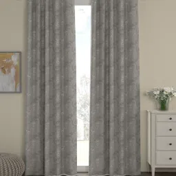 Grey Traditional Polyester 7 Ft Semisheer Eyelet Door Curtains (Set of 2) by ROSARAHOME image 1
