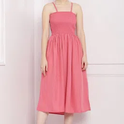 buyuniquefashion Women Fit and Flare Pink Midi/Calf Length Dress-picture-16