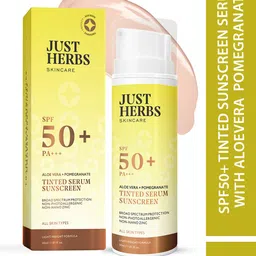 Just Herbs SPF50+ Tinted Sunscreen Serum with Aloevera & Pomegranate - 30 ml image 1