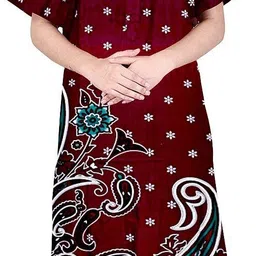 Self Design Pure Cotton Stitched Flared/A-line Gown-image-3
