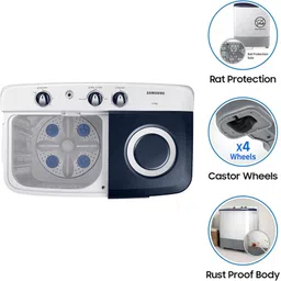 samsung 6.5 kg 5 star, Air Turbo Drying Semi Automatic Top Load Blue, Grey image 4