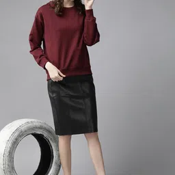 roadster Women Full Sleeve Solid Hooded Sweatshirt image 4