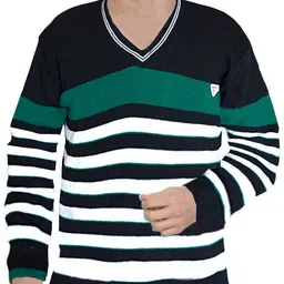 ss creations Men Striped V Neck Multicolor Sweater image 1