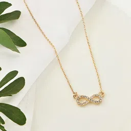 ToniQ Gold-Plated Stone-Studded Infinity Pendant Chain-picture-22
