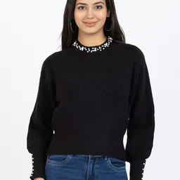 GFO Women Woollen Sweater Vest with Embellished Detail-picture-18