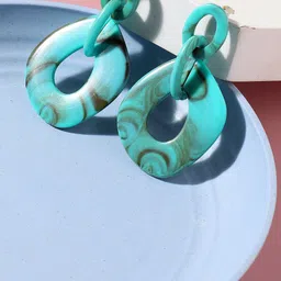 SOHI Green Contemporary Drop Earrings-picture-10