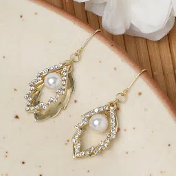 SOHI Gold-Plated Contemporary Drop Earrings-picture-38