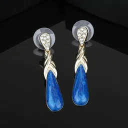 Estele Gold-Plated Teardrop Shaped Drop Earrings-picture-19