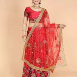NAMASKAR Ethnic Motifs Embroidered Dupatta with Beads and Stones image 1