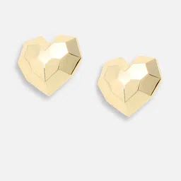 SOHI Gold-Plated Heart Shaped Studs Earrings image 2