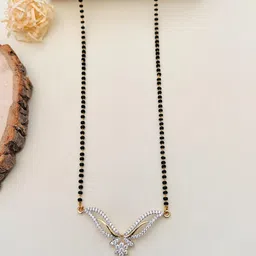 ABDESIGNS Gold-Plated American Diamond Studded and Beaded Mangalsutra image 2