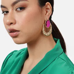 SOHI Gold-Plated Contemporary Drop Earrings image 5