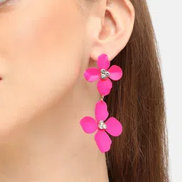 SOHI Gold-Plated Floral Drop Earrings-image-72