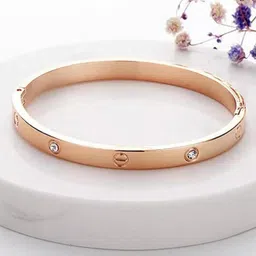 DN Creation Stainless Steel Cubic Zirconia Studded Kada Bracelet image 5