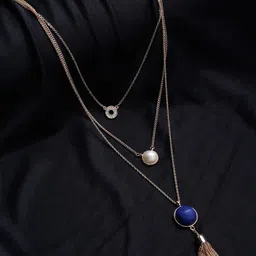 Madame Rose Gold & White Brass Pearl Layered Necklace image 1
