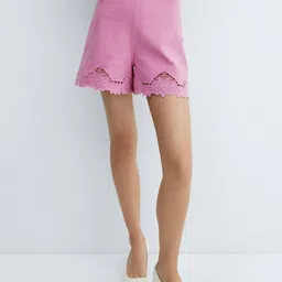 MANGO Women Cotton Embroidered Detail High-Rise Shorts-picture-36