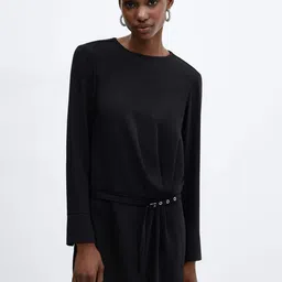 MANGO Pleated Shift Mini Dress with Belt-picture-11