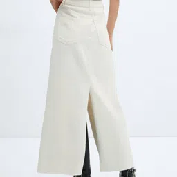 MANGO High-Slit Denim A-Line Maxi Skirt image 2