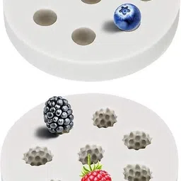lagacycart Silicone Fondant & Gum paste Mould Skytail 2Pcs Blueberry & Raspberry Silicone Fondant Mould, Mulberry Gum Paste Chocolate Candy Jelly Jello Ice Cube Mold Cake Decoration Cupcake Decorating Topper Tools Cherry Mould image 3