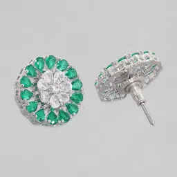 Rubans Rhodium-Plated Cubic Zirconia Circular Studs Earrings image 4