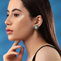 Rubans Rhodium-Plated Cubic Zirconia Circular Studs Earrings image 2
