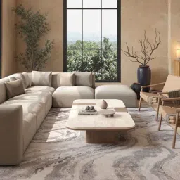 asterlane Grey Abstract Polypropylene 5 ft X 7 ft Machine Made Carpet-picture-25