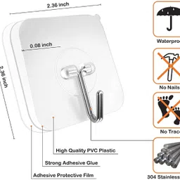 rahodu Strong Adhesive Sticky Hook For Kitchen & Bathroom(Do Not Stick On Painted wall) Hook 10 image 2