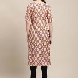 7threads KALINI Women Pack of 2 Purple & Peach-Coloured Ethnic Motifs Printed Crepe Kurta image 5