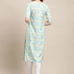 7threads KALINI Women Teal & Blue Ethnic Motifs Printed Crepe Pack of 2 Kurtas image 3