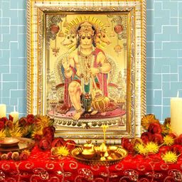 Hawai 24k Gold Plated Panchmukhi Hanuman Bajrangbali Wooden Wall Photo Frames-picture-20